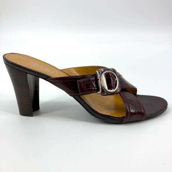 Franco Sarto Burgundy Concourse Chunky Heel Crossover Strap Sandals Size 9.5 - Picture 2 of 8